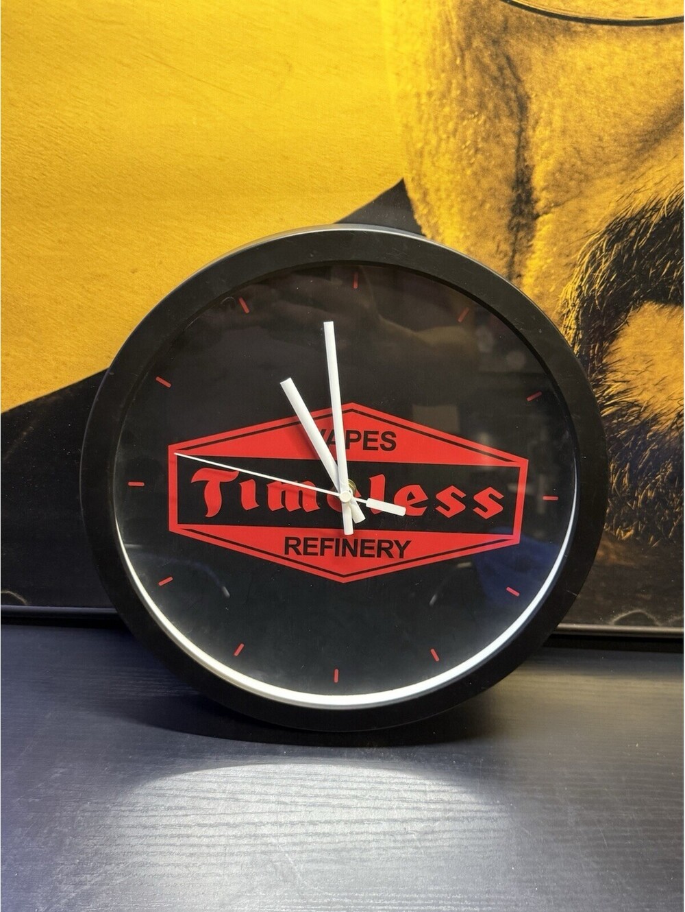 Timeless Refinery 12” Advertising Wall Clock Red Black Garage Man Cave Decor